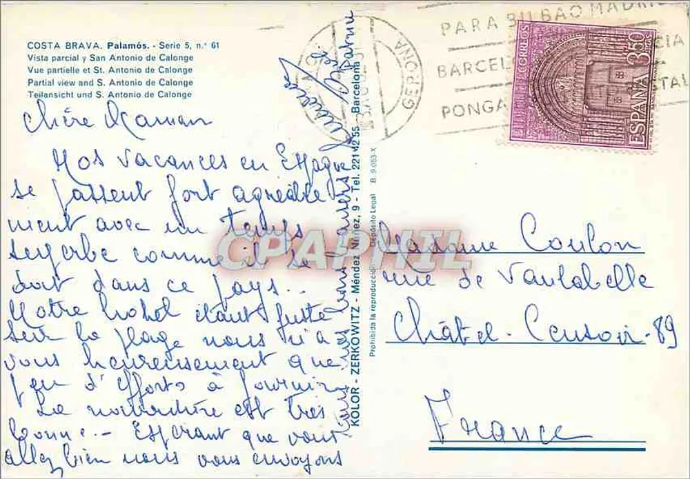 Costa Brava - Palamós - Serie 5, n° 61 - Kolor - Léral - Rückseite