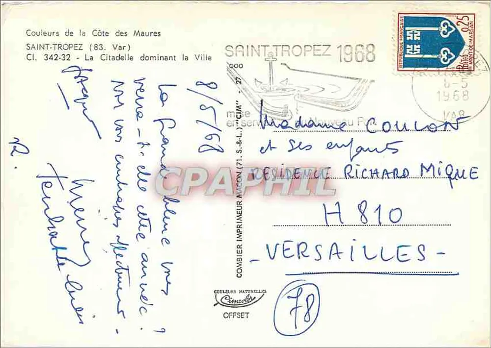 Saint-Tropez — La Citadelle dominant la Ville — Couleurs Naturelles - Verso