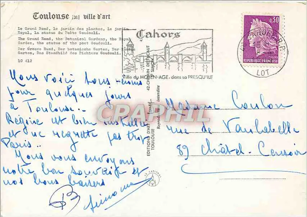 Toulouse — Jardim do Grand Rond, estátuas, flores — Edições Toulouse - Verso