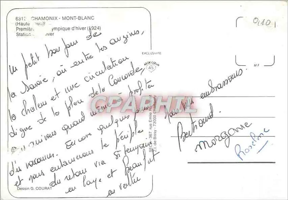 Chamonix — Mont-Blanc e atividades — editor G. Courat - Verso