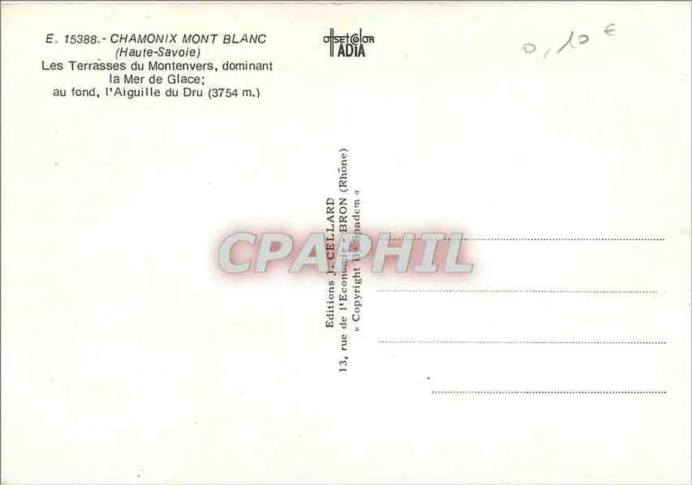 Chamonix Mont Blanc — Die Terrasses du Montenvers über der Mer de Glace — Editions J. Cellard - Rückseite
