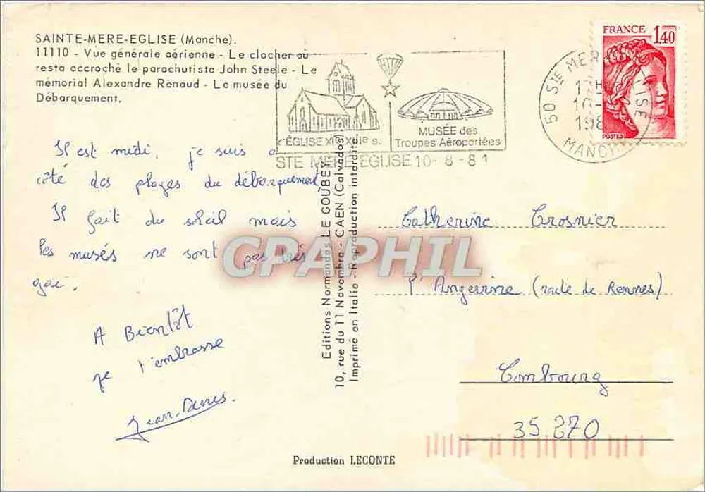 Sainte-Mère-Église — Erste befreite Stadt 5. und 6. Juni 1944 — Éditions LECONTE - Rückseite