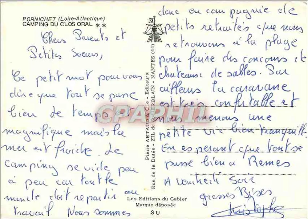 Camping du Clos Oral — Pornichet (Loire-Atlantique) — Pierre Artaud & Cie - Nantes - Rückseite