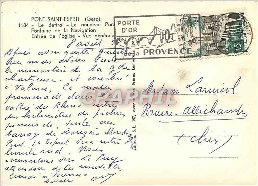 Pont Saint-Ésprit — Erinnerungen — Éditions S.L. 157 - Rückseite