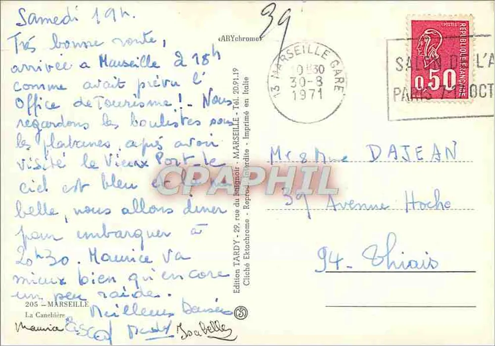 Vista da rua da República em Marselha — Edição Tardy — n°205 - Verso