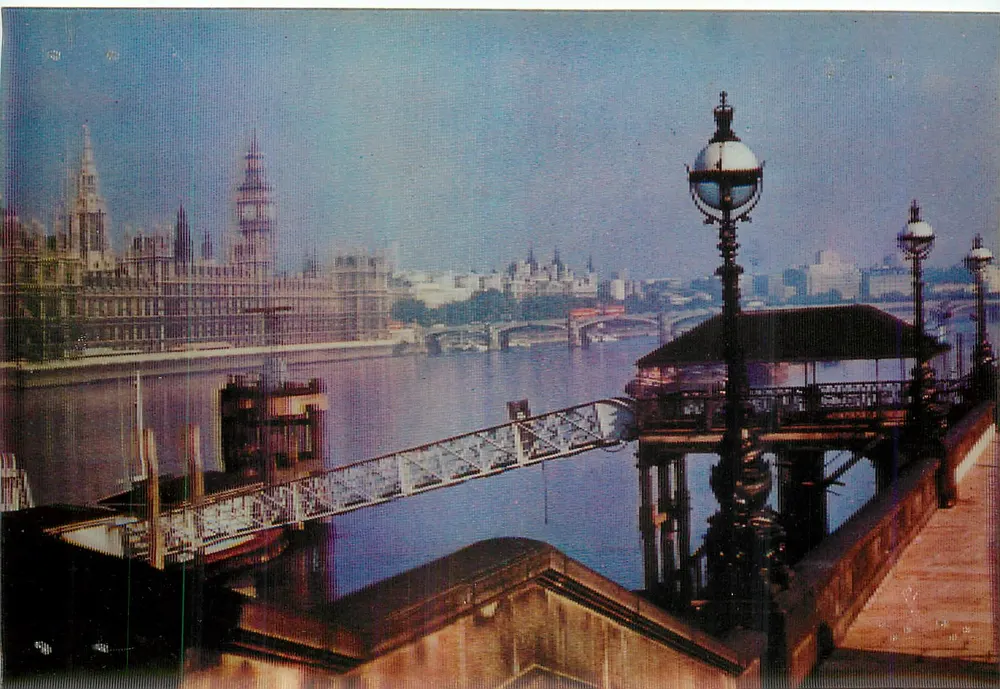 Häuser des Parlaments & Themse, London — 3D Fotografische Grußkarte — D-3002 - Vorderseite