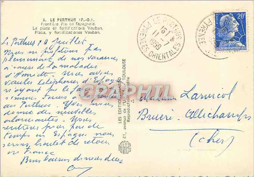 Le Perthus (P.-O.) — Platz und Vauban-Befestigungen — Verlag Narba, Nr. 694 - Rückseite