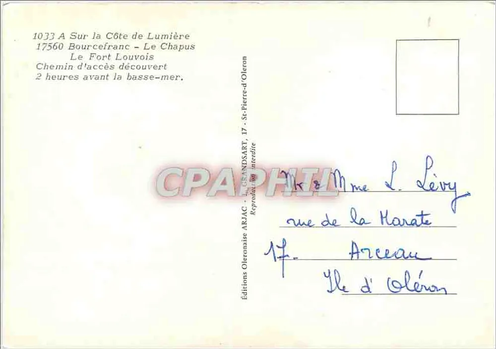 Le Fort Louvois — Le Chapus — Éditions ARJAC - Rückseite