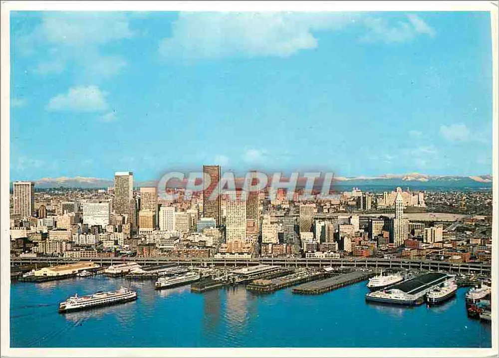Seattle Waterfront — Ansicht des Hafens mit Jumbo-Ferries und dem Smith Tower — Smith-Western Co. - Vorderseite