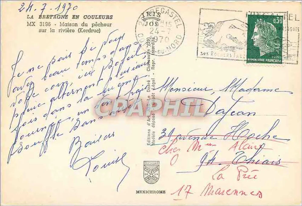 Casa do pescador (Kerdruc) — Bretanha — Éditions d'Art 1938, n° MX 3196 - Verso