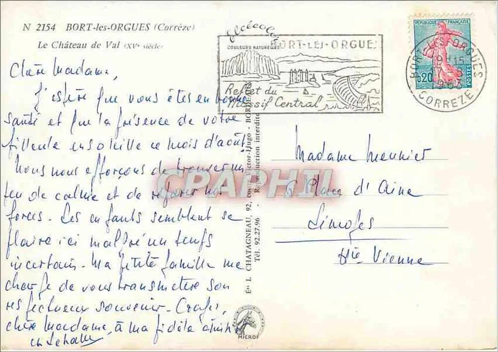 Castello di Val — Corrèze — Editore Elcé, n° 2154 - Verso