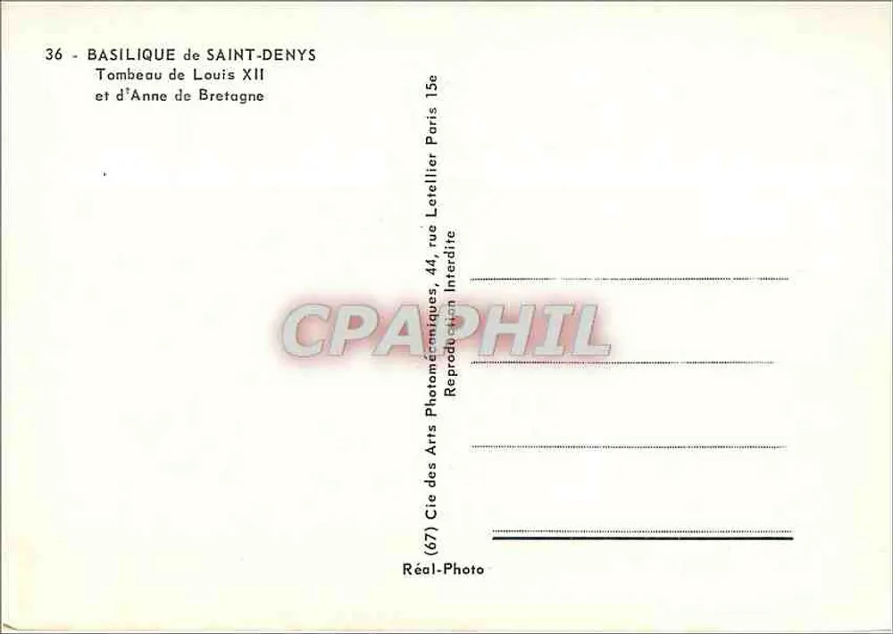 Basilika von Saint-Denis — Grabmal von Ludwig XII. und Anne von Bretagne — Cie des Arts Photographiques - Rückseite