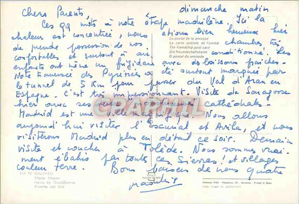 Madrid — vista panorâmica e monumentos — Edição FISA, n° 75 - Verso