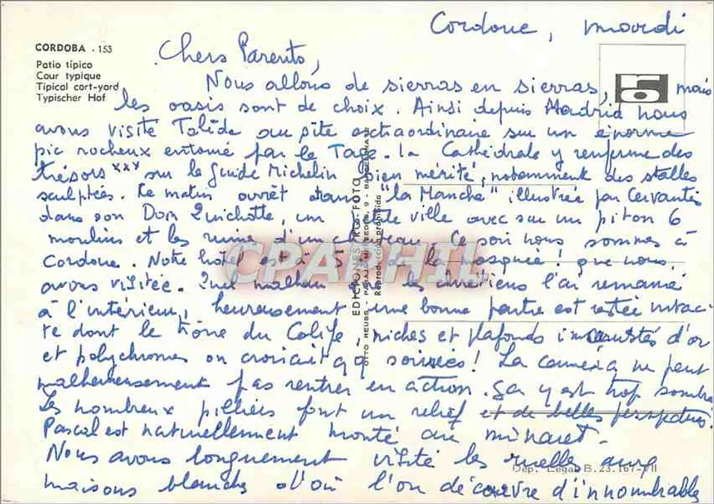 Cour típica — Córdova, Andaluzia — Editado Heures, n°153 - Verso