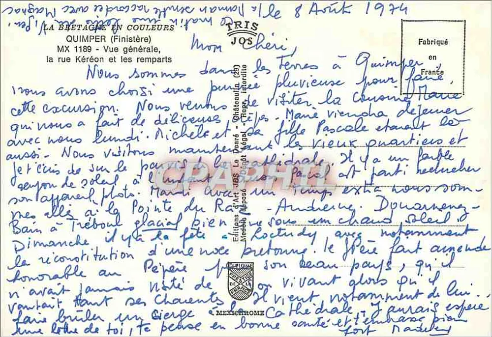 कुइम्पर — कॉर्नूएल की राजधानी — प्रकाशक मेक्सिक्रोम, संख्या 1189 - पीछे