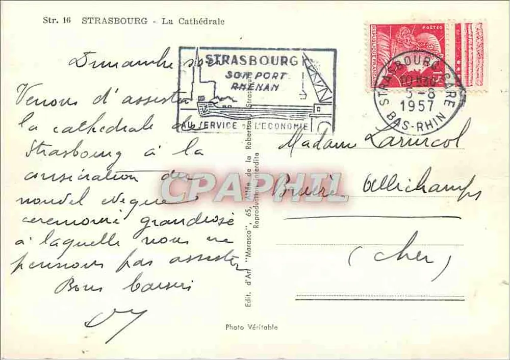 Estrasburgo - A Catedral — Editor Marasco, n° 16 - Verso