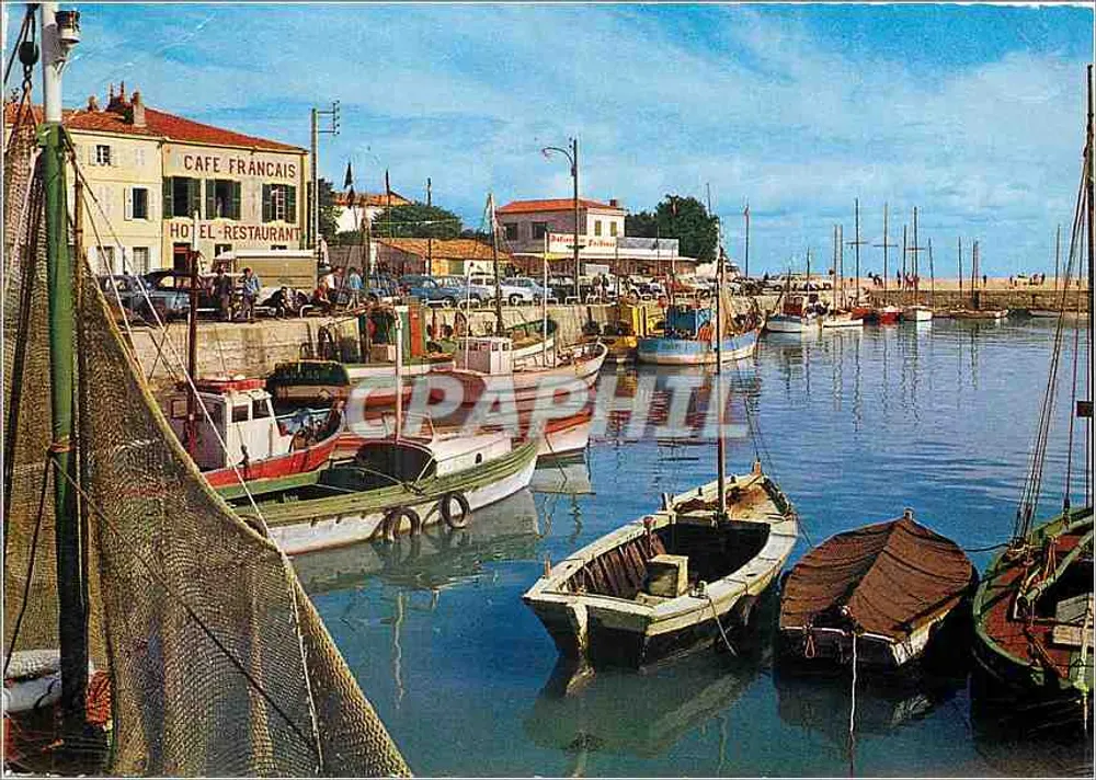 Port de la Flotte — vue du port avec bateaux et café-restaurant — Éditions ESTELLE - Frente