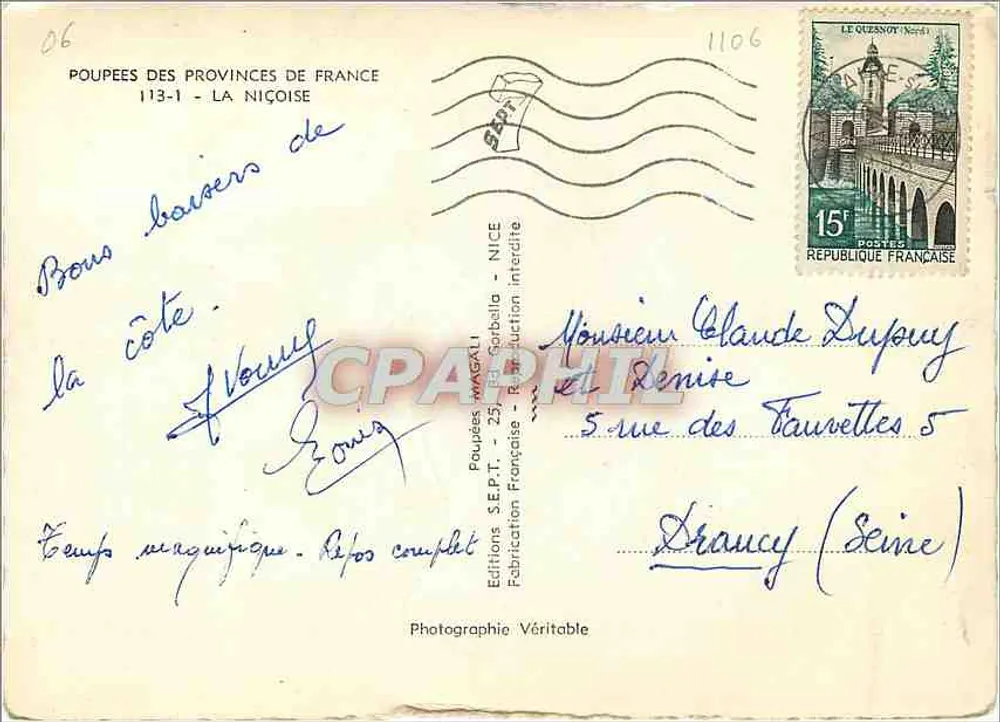 Puppe der französischen Provinzen — Die Nizza — Editions S.E.P.T. - Ed. Garbella - NICE - Rückseite