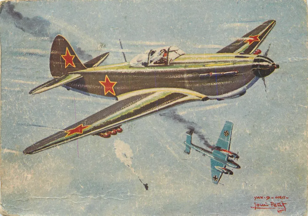 YAK-9 (URSS) — Coleção dos Aviões Aliados (Série IV) — Atelier d'art L.E.P., Paris - Frente