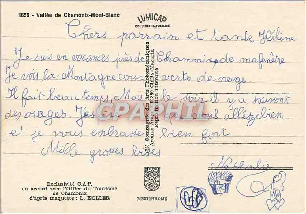 Vale de Chamonix-Mont-Blanc — Carta postal topográfica — LUMICAP - Verso