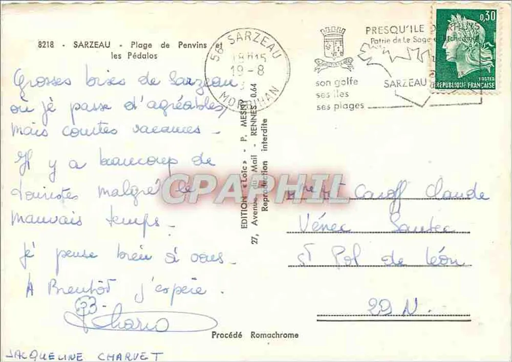 Praia de Penvins — Sarzeau — Edição « Loïc » - Verso