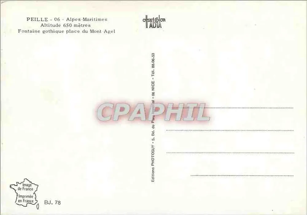 Peille - Alpes-Maritimes — Gotische Fontäne auf der Place du Mont Agel — Photoguy Editions - Rückseite