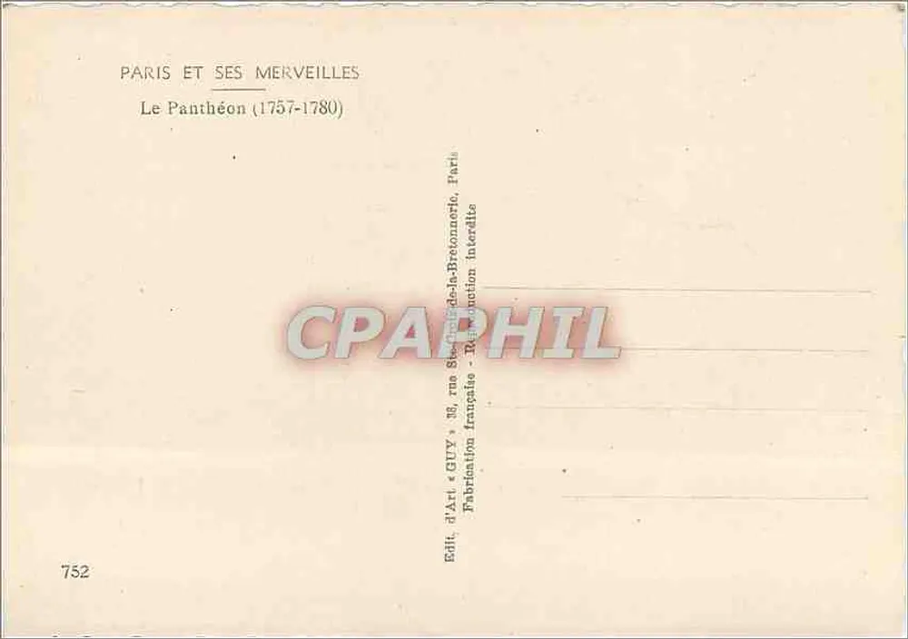 O Panteão — Paris (1757-1780) — Ed. GTV, Paris - Verso