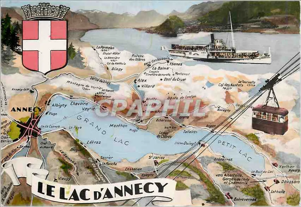 O Lago d'Annecy — Carta postal turística - Frente