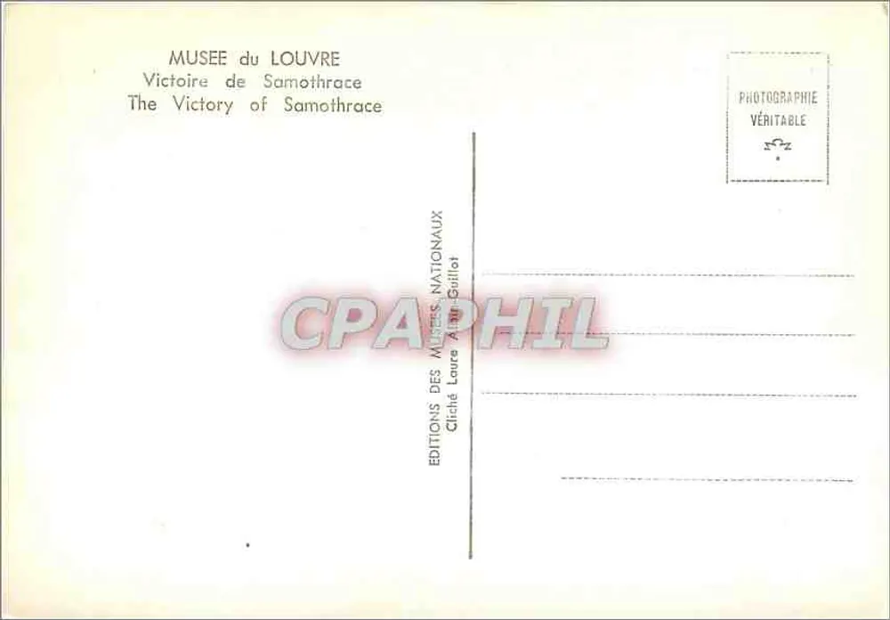Vitória de Samotrácia — Museu do Louvre — Éditions des Musées Nationaux - Verso