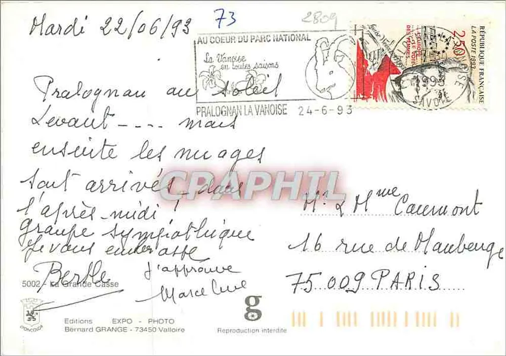 Montanhas nevadas — vista do parque nacional da Vanoise — Bernard Grange - Verso