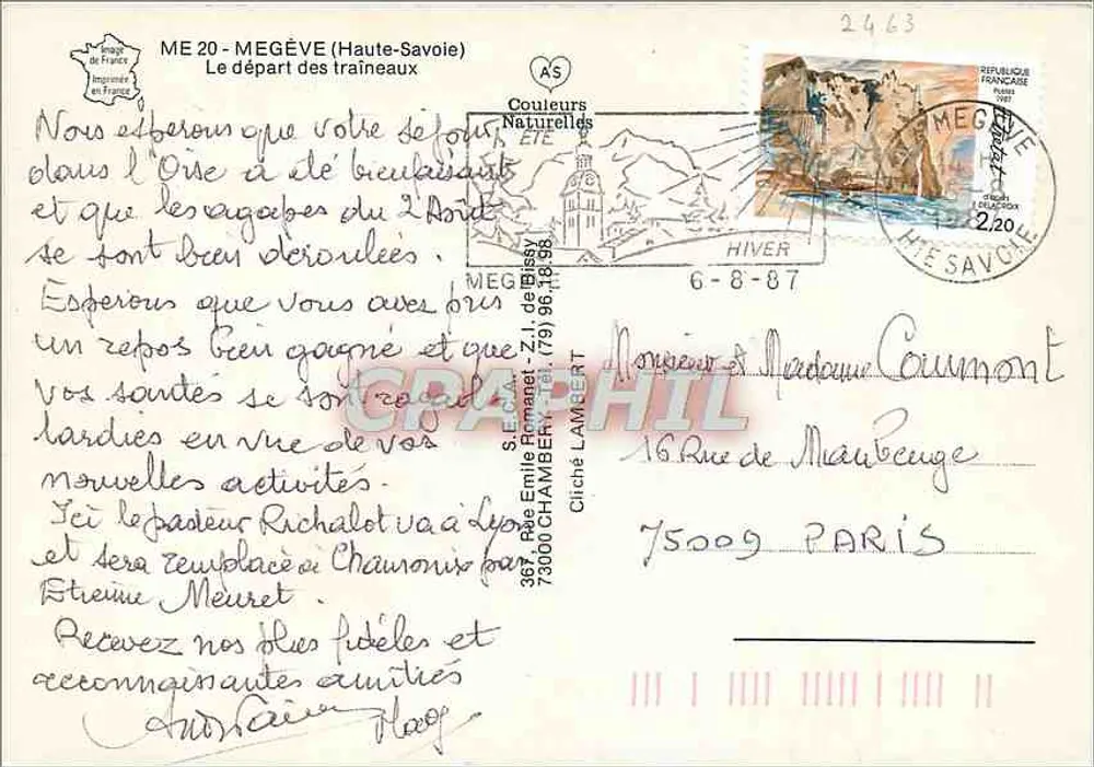Megève — Der Abgang der Schlitten — Cliché LAMBERT - Rückseite