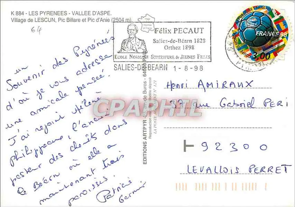 Os Pirineus - Vale de Aspe — Aldeia de Lescun, Pic Billare e Pic d'Anie (2504 m) — Edições ARTPYR - Verso