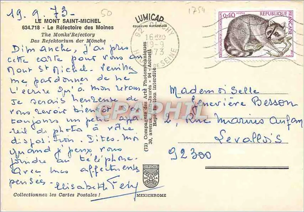 Le Mont Saint-Michel — Le Réfectoire des Moines — éditeur IRIS - Verso