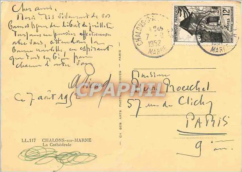 Chalons-sur-Marne — A Catedral — Cie des Arts Photographiques, n° LL.117 - Verso