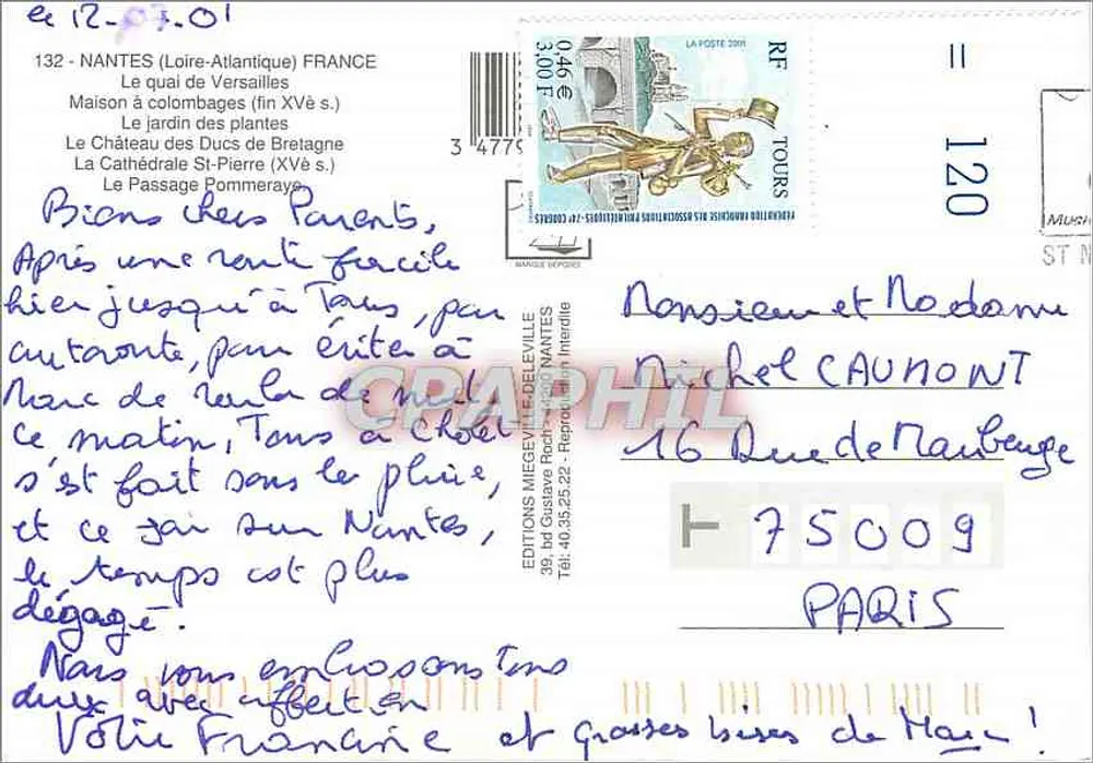 Nantes — Lembrete de Nantes — Éditions Mieville de Nantes - Verso