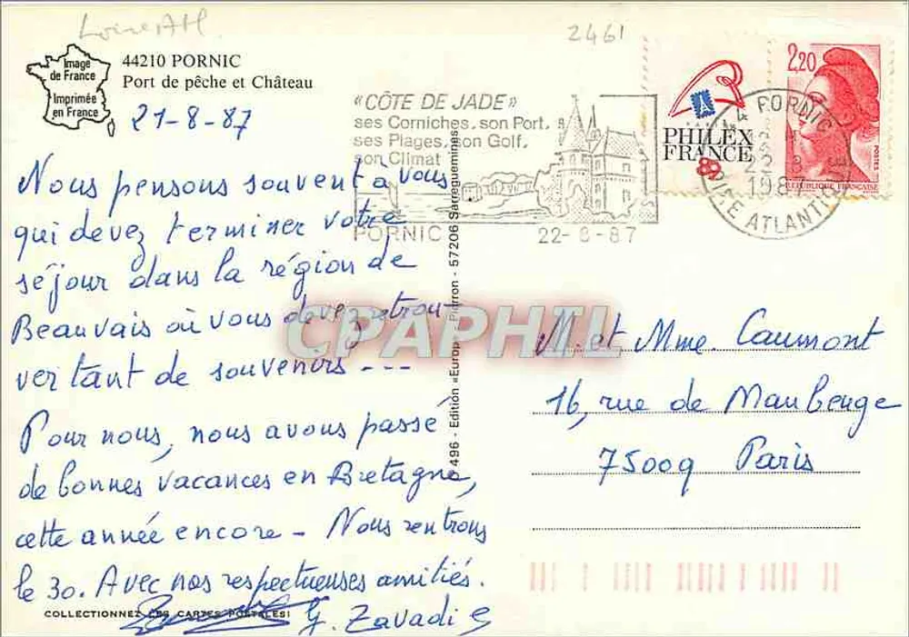 Porto de pesca e Castelo — Pornic — Edição 496, série 57206 - Verso