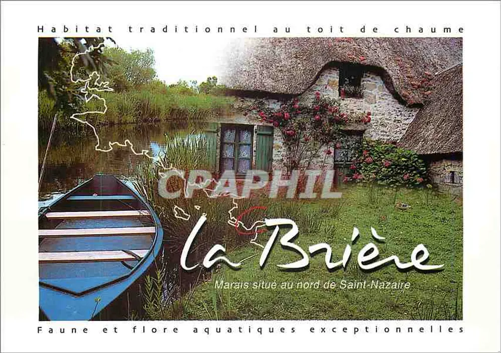 Traditionelles Dachhaus mit Strohdach — La Brière, ein Sumpfgebiet nordöstlich von Saint-Nazaire — Craphil Editions - Vorderseite