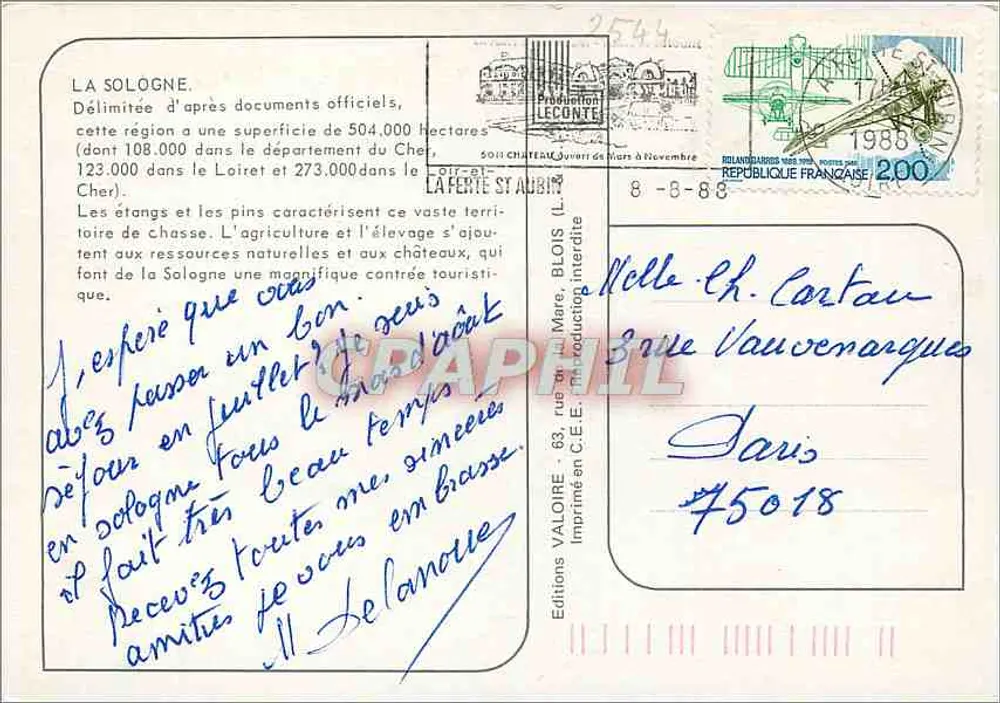 La Sologne — região turística e agrícola — Edições VALORE - Verso