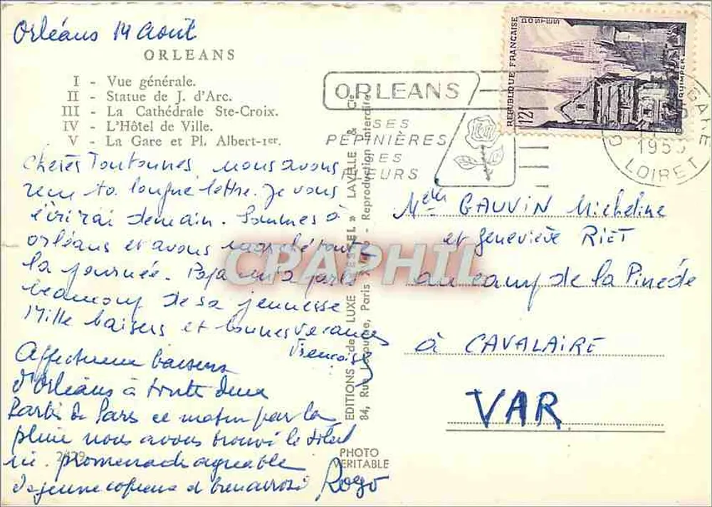 Orléans — Erinnerung an Orléans — Éditions de Luxe, Paris - Rückseite