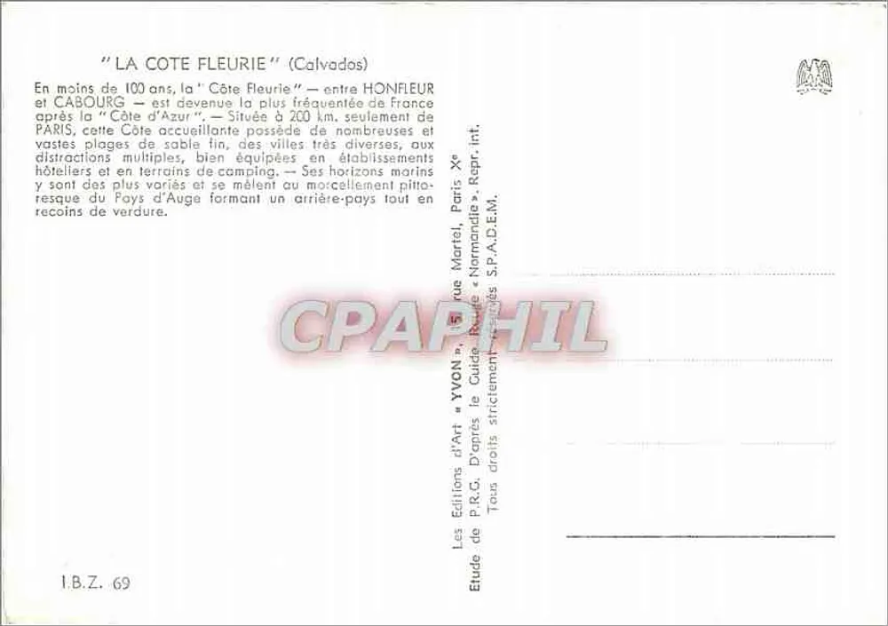 Côte Fleurie — Honfleur bis Cabourg — Éditions Yvon - Rückseite