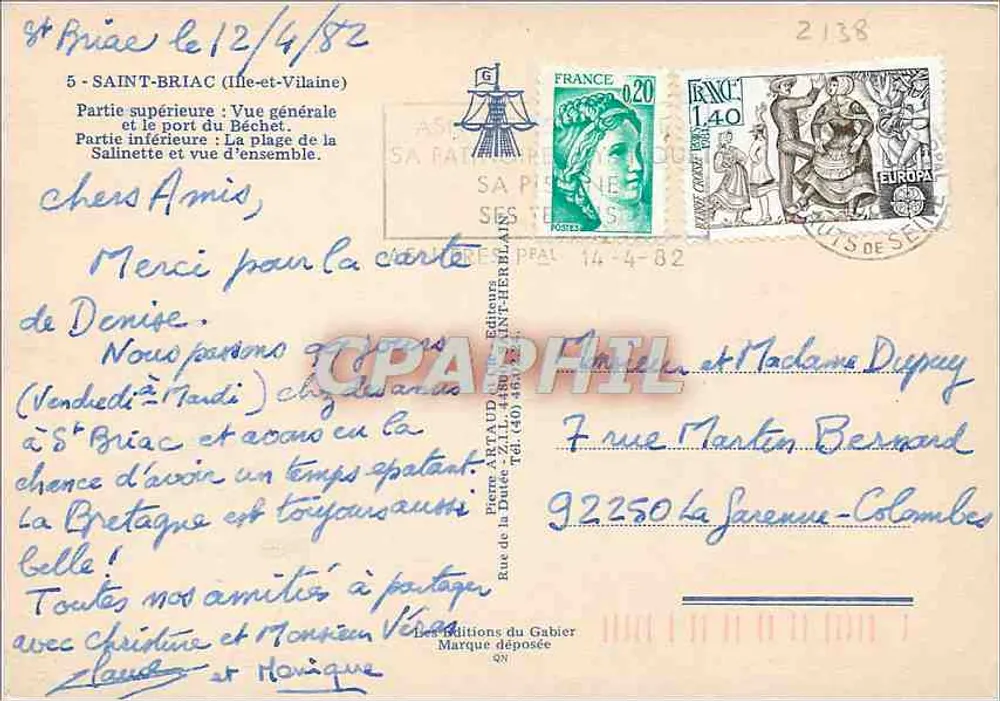Saint-Briac — Luftbild und Hafen — Éditions du Gabier - Rückseite
