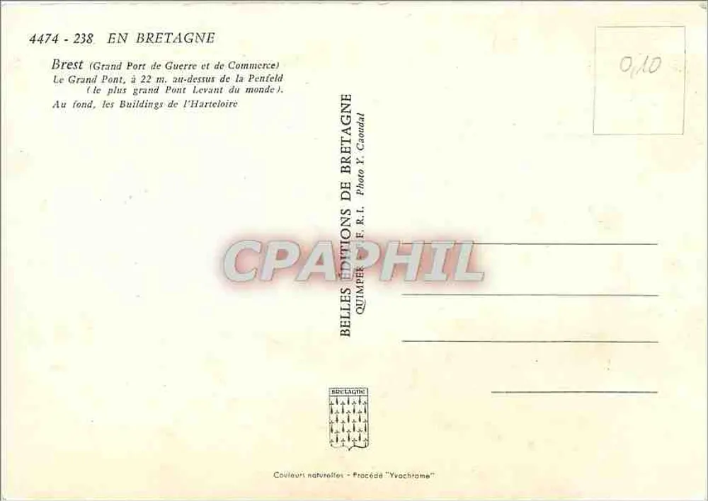Brest — Grand Port de Guerre et de Commerce — Le Grand Pont, de grootste draaibrug ter wereld — Belle Éditions de Bretagne - Achterkant