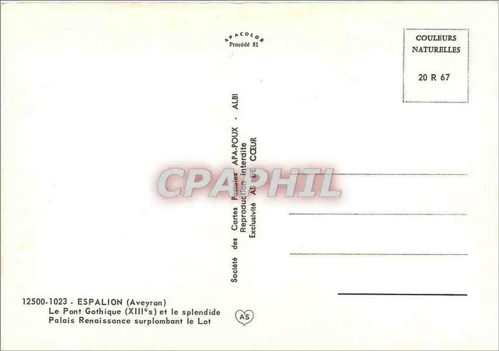 Espalion (Aveyron) — Der gotische Brücke (13. Jahrhundert) und das prächtige Renaissance-Palast über dem Lot — AFA-POUX - ALBI Ansichtskarten-Gesellschaft - Rückseite