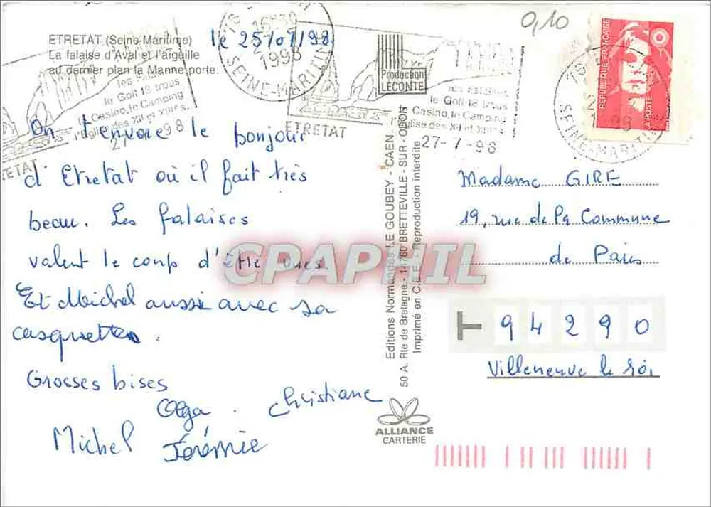 Etretat — Aval-Klippen und der Bogen — Emy - Rückseite
