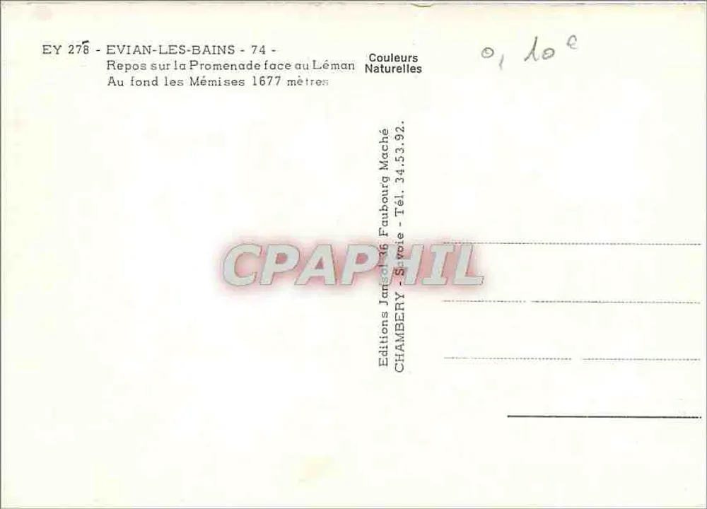 Evian-les-Bains — Rast auf der Promenade vor dem Léman — Éditions Jansol & Faubourg Maché - Rückseite