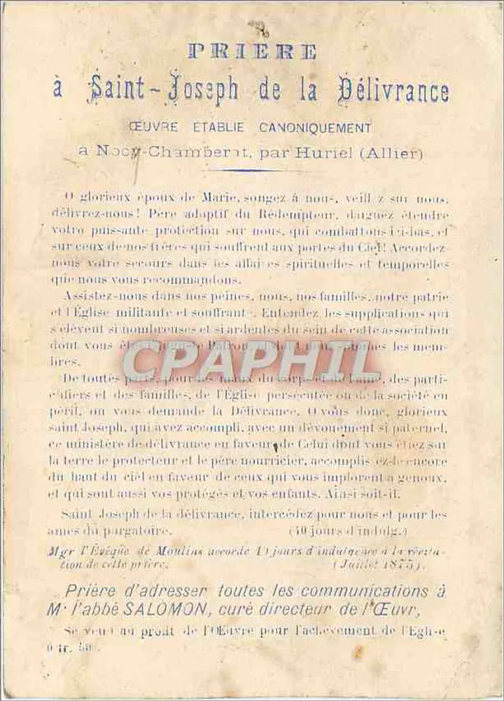 San Giuseppe con il Bambino Gesù — editore a Parigi, n°8 rue François 1er - Verso