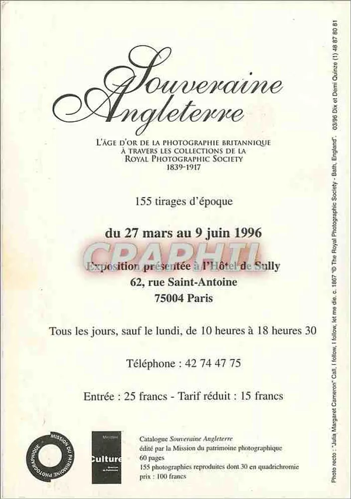 Souveraine Angleterre — L'Âge d'Or de la Photographie Britannique à travers les collections de la Royal Photographic Society 1839-1917 — édition limitée 155 tirages - Verso