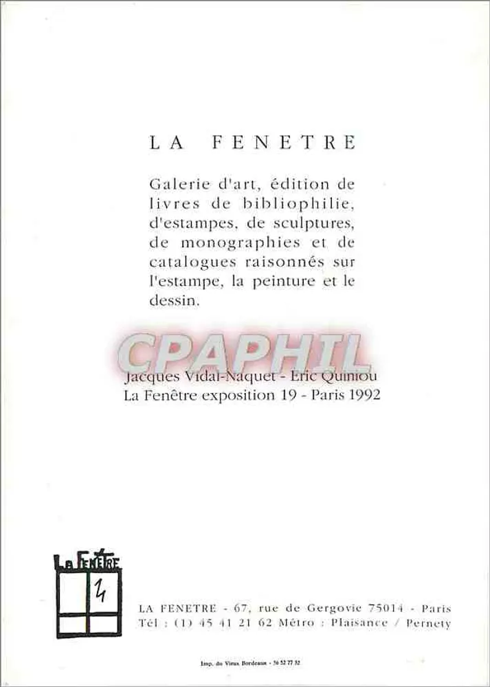 Gasset — Straßenszene — Das Fenster, Paris 1992 - Rückseite