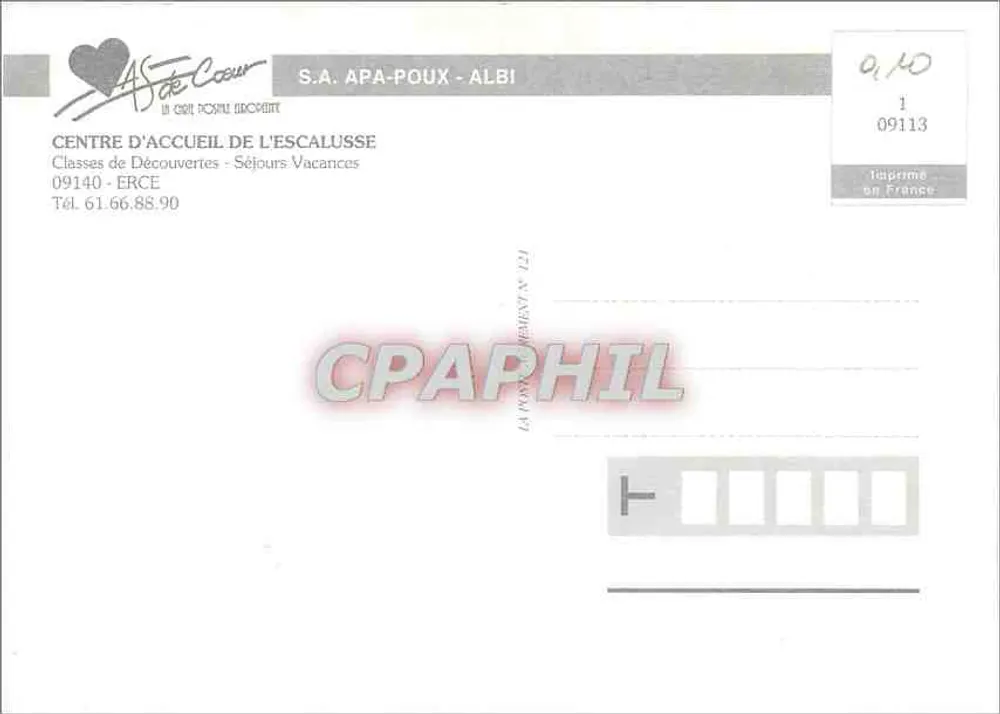 L'Éscalusse — vista panorâmica e edifícios — S.A. APA-POUX - ALBI - Verso
