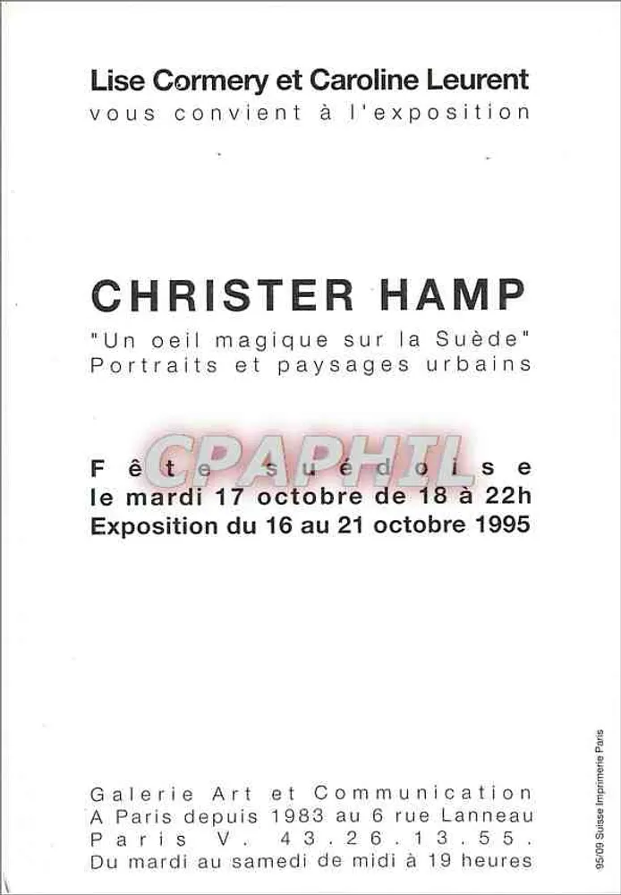 Exposition Christoer Hamp — 'Un oeil magique sur la Suède' — Galerie Art et Communication, Paris - Verso